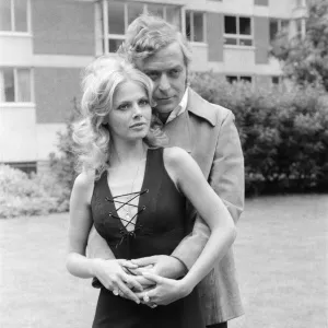 Michael Caine and Britt Ekland pictured together, on day one of shooting Michael