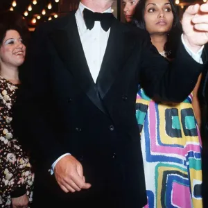 Michael Caine and his wife at the film Premiere Live and Let Die July 1979