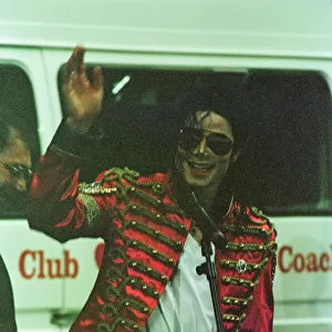 Michael Jackson seen here after his concert in Sheffield. July 1997