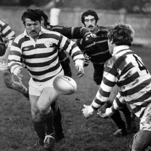 Mike Knill, Penarth Rugby Union Player Captain, taking a pass from Henry Bohlen