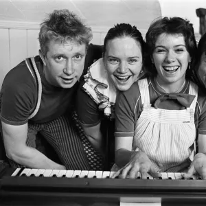 Mikron members pictured during rehearsals at Marsden Mechanics Institute (from left)