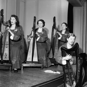Women Harp Players Print, 1953 Women Harp Players Print, 1953