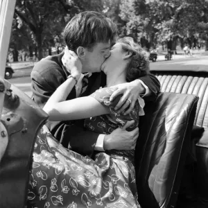 1950s Print of a Young Couple Kissing 1950s Print of a Young Couple Kissing