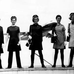 BOAC Air Stewardesses at London Airport Print, October 1969
