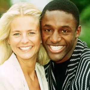 John Fashanu and Ulrika Jonsson Host The Gladiators Print John Fashanu and Ulrika Jonsson Host The Gladiators Print