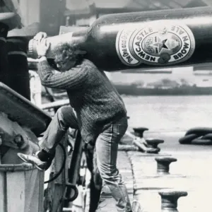 Icelandic Fisherman with Newcastle Brown Ale Print, 1975 Icelandic Fisherman with Newcastle Brown Ale Print, 1975