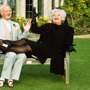 John Inman and Mollie Sugden Garden Bench Print John Inman and Mollie Sugden Garden Bench Print