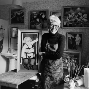 Beryl Cook in Her Home Studio 1979 Print Beryl Cook in Her Home Studio 1979 Print