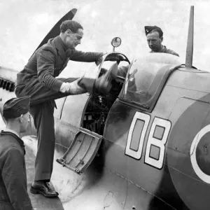 RAF Leader Douglas Bader in WWII Print - 15th Sept 1945 RAF Leader Douglas Bader in WWII Print - 15th Sept 1945