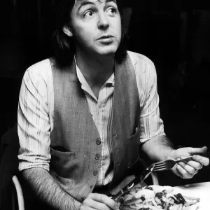 Paul McCartney Eating Fish and Chips Print, November 1977