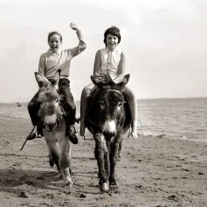 Donkey Rides on Exmouth Beach, 1962 Print