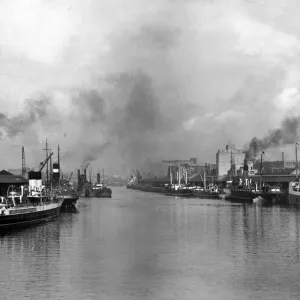 River Clyde Glasgow 1947 Print - Industrial River Scene River Clyde Glasgow 1947 Print - Industrial River Scene