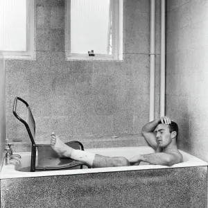 Jimmy Greaves Relaxing in a Bath at Roehampton Print