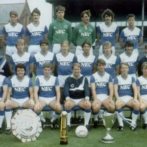 The successful 1985 Everton team pose for a group phototgraph with their manager Howard The successful 1985 Everton team pose for a group phototgraph with their manager Howard