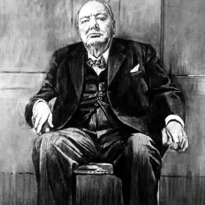 A Portrait of Sir Winston Churchill Print 1954 A Portrait of Sir Winston Churchill Print 1954