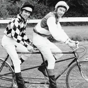 Jockeys Steve Cauthen and Lester Piggott Tandem Print 1979 Jockeys Steve Cauthen and Lester Piggott Tandem Print 1979
