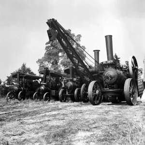 Vintage Steam Engines Print circa 1950s