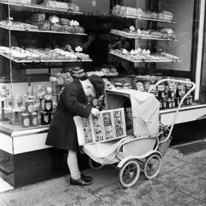 1954 Stratford-upon-Avon Print: Boy Waits for Mother 1954 Stratford-upon-Avon Print: Boy Waits for Mother