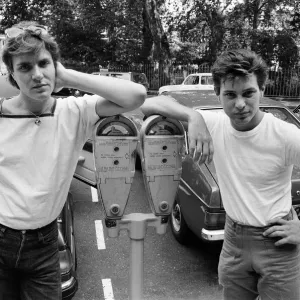 Simon Le Bon et Roger Taylor de Duran Duran, groupe musical, 7 août 1981. Simon Le Bon et Roger Taylor de Duran Duran, groupe musical, 7 août 1981.