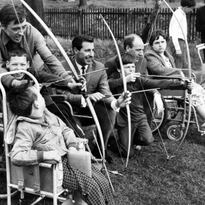 Newcastle United Footballers at Archery Contest Print 1966 Newcastle United Footballers at Archery Contest Print 1966
