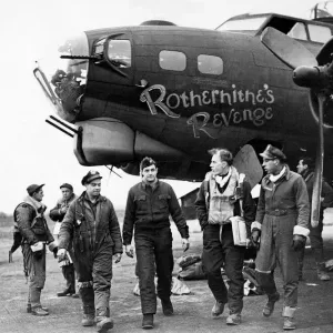 American Crew Members Return to Bomber Station, England 1944 Print American Crew Members Return to Bomber Station, England 1944 Print