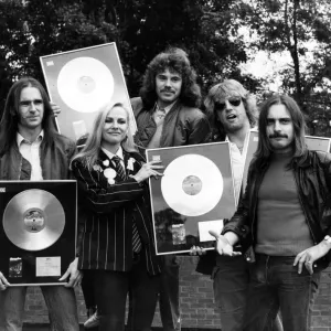 Status Quo Receive Gold and Platinum Discs Print 26th May 1981 Status Quo Receive Gold and Platinum Discs Print 26th May 1981