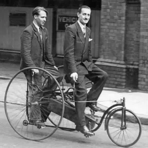 Mr Goodwin on Singer Tandem Tricycle Print 1880 Mr Goodwin on Singer Tandem Tricycle Print 1880