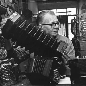Harry Crabb Making Concertinas Print, 15th May 1967 Harry Crabb Making Concertinas Print, 15th May 1967