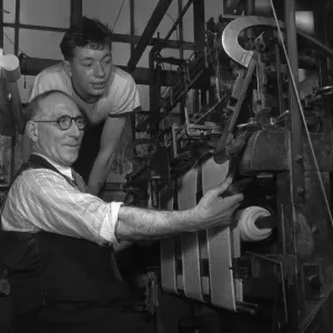 A Handframe Knitter at The Shawl Factory Print 1954 A Handframe Knitter at The Shawl Factory Print 1954
