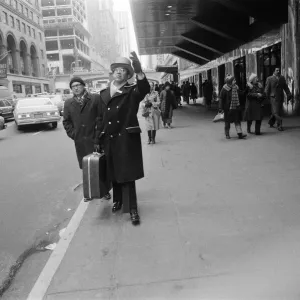 New York City Print: Doorman Hailing a Taxi New York City Print: Doorman Hailing a Taxi