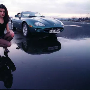 Miss scotland Isla Sutherland January 1998 pictured alongside a Jaguar XK8