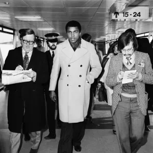 Muhammad Ali arrived today at Heathrow Airport from Amsterdam to publicise his new book