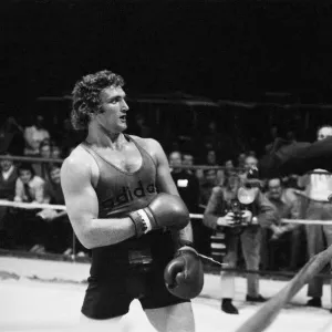 Muhammad Ali clowning around with Britains Joe Bugner at his training camp