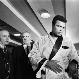 Muhammad Ali at a press conference prior to his fight with Alvin Lewis, aka Blue Lewis