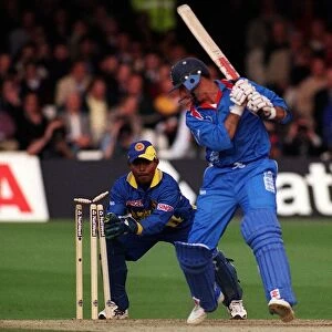 Nasser Hussain stumped by Romesh Kaluwitharana May 1999 during Englands first match