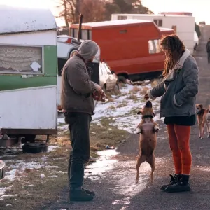 New Age travellers Compo and Imogen at their encampment near Consett