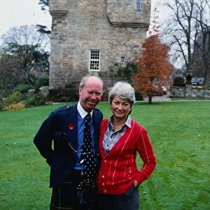 Nicholas Fairbairn politician December 1987 with hs wife Sam outside their home Fordel