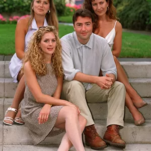 Nick Berry with Tricia Penrose, Kazia Pelka and Juliette Gruber for a Heartbeat photo
