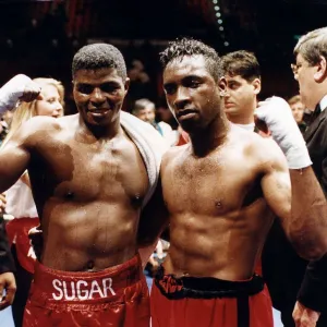 Nigel Benn Boxing with Sugar Boy Malinger in ring