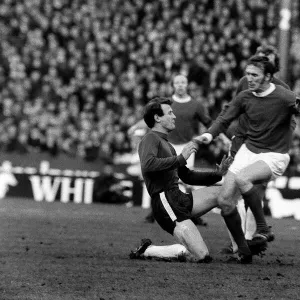 Pat Crerand of Manchester United is tackled January 1971 by Chelseas Peter Houseman