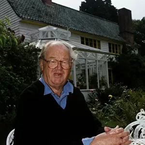 Playwright John Mortimer in the garden of home. 12th September 1994
