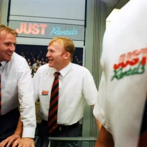 Pontypridds new signing Gareth Thomas pictured with Neil Jenkins - 21st May 1996