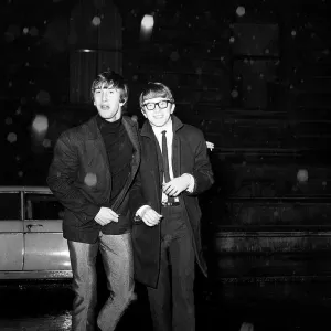 Pop stars Peter and Gordon alias Peter Asher and Gordon Waller leave a party at number