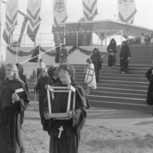 Pope John Paul IIs visit to Coventry Airport for a mid-morning mass. 30th May 1982