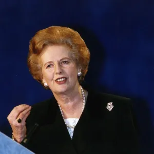 Former Prime Minister Baroness Margaret Thatcher at a Conservative Party rally in London