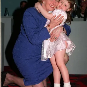 Prime Minister Margaret Thatcher with blind youngster Ashleigh Temperley at the awards