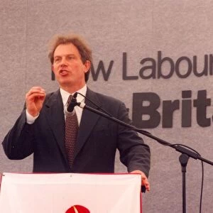 Prime Minister Tony Blair gives a speech