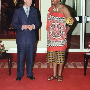 Prince Charles meets the King of Swaziland, King Mswati III