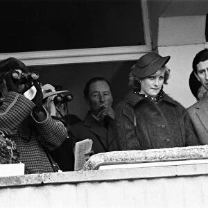 Prince Charles, Prince of Wales and a pregnant Diana, Princess of Wales attend Cheltenham