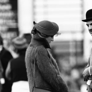 Prince Charles, Prince of Wales and a pregnant Diana, Princess of Wales attend Cheltenham